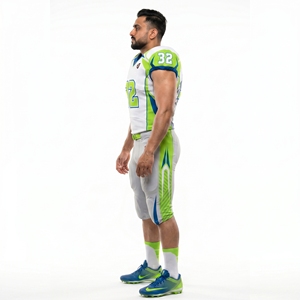 Ensemble d'uniformes de football américain personnalisés avec numéros d'équipe imprimés par sublimation, maillot en polyester et spandex, pantalon rembourré, équipes adultes, OEM - Product Image 3