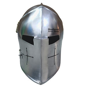 Casco Barbuta Hecho a Mano con Acabado Plateado, Armadura de Caballero de Acero Suave para Reenactaciones, Exhibición Histórica y Decoración del Hogar - Product Image 1