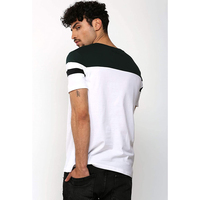 Kaos Jersey Pria Ukuran Besar Lengan Pendek O-Neck Kasual Rajutan dengan Trim Kontras