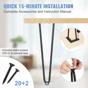 19" Metal Furniture <b>Legs</b> Hairpin Furniture <b>Legs</b> 2 robs 500lbs Dinning Metal <b>Table</b> <b>Legs</b> Black Color DIY Furniture Parts EDPTBL010 - Product Image 6