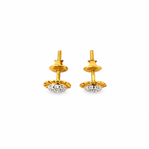 Boucles d'oreilles clous tournesol en or jaune 18 carats et diamants pour femme, finition polie, design de créateur, pour usage quotidien, soirée, mariage, cadeau, bijoux - Product Image 5