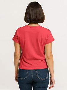 T-shirt pour femmes à col rond en spandex élastique uni, tendance, vêtements de rue en tissu éco-responsable et durable - Product Image 1