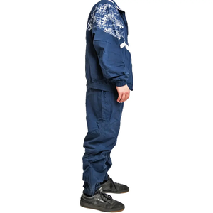 Ensemble de survêtement sportif pour homme, bleu marine imprimé, avec fermeture éclair intégrale, pantalon de jogging et veste en polyester à séchage rapide avec poches latérales - Product Image 2