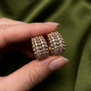 Joyería Fina de Hong Kong, Gran Oferta, Aretes de Aro Huggie de Oro Rosa de Alta Calidad con Diamantes Reales, Estilo Vintage para Fiestas y Aniversarios - Product Image 4