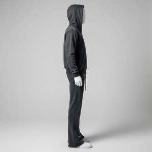 Survêtement unisexe personnalisé avec logo sur le devant, sweat-shirt à fermeture éclair intégrale, effet délavé, 100% polyester léger - Product Image 4