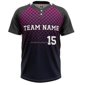 Maillot de baseball à logo personnalisé de haute qualité Styles à deux boutons avec manches courtes pour hommes femmes garçons Softball 100% polyester - Product Image 2