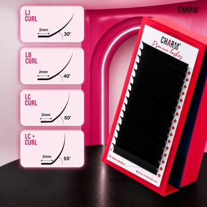 ขนตาปลอม Charmlash แบบขายส่ง รุ่น LC Curve ความยาวคละแบบ ถาดขนตาแบบยกโฉบเฉี่ยว ฐานหนา 2 มม. ปรับแต่งได้ - Product Image 1