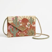 Sac de soirée bohème personnalisé OEM en polyester perlé, fait main, motif vie marine, avec rabat en perles de rocaille, fermeture à boucle et sangle unique