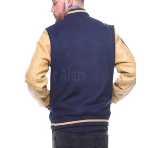 Blouson Letterman Homme en Cuir avec Manches en Mélange de Laine et Finition Tricotée – Style Streetwear - Product Image 2