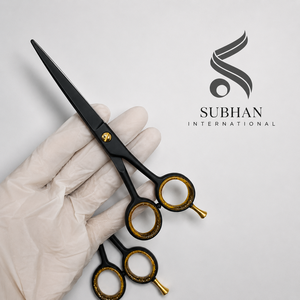 Ciseaux à cheveux professionnels SUBHAN, 5,5 pouces, en acier inoxydable, ciseaux de barbier manuels pour salons de beauté avec vis dorée - Product Image 5