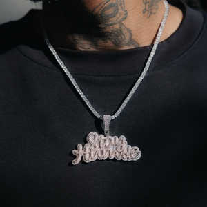 Colgante personalizado con nombre, estilo hip hop, de plata 925, doble capa, con diamantes de moissanita, para hombre. - Product Image 3