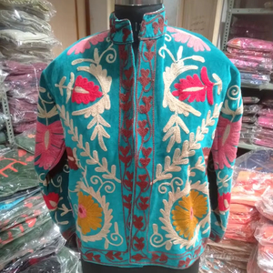 Velvet Embroidery Jacket Wholesale Indian Suzani Handwork Floral Women Ethnic Winter <b>Coat</b> B2B Export Manufacturer Custom Design - Product Image 1