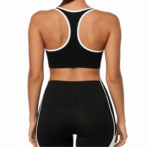 Soutien-gorge de sport respirant à maintien élevé contrastant pour femme, idéal yoga et fitness, avec logo personnalisé, positionnement frontal, marque privée, conception OEM - Product Image 3