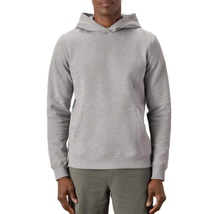 Sudadera con Capucha Gris para Hombre, 100% Algodón, Felpa Francesa, Corte Regular, Informal, con Bolsillo Delantero, Color Sólido, para Otoño - Product Image 1