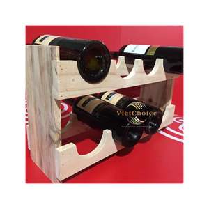 Estante para Botellas de Vino de Madera Ecológica – 3 Niveles, Capacidad para 4 Botellas, para Bar y Restaurante Vietchoice - Product Image 4