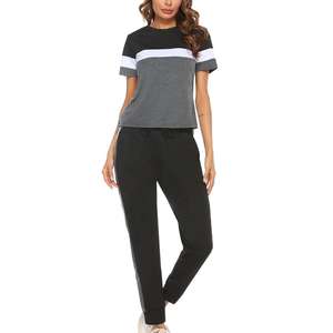 ชุดเซ็ตสองชิ้นผ้าวอชสีพื้นสำหรับฤดูหนาวมาใหม่ เสื้อยืดแขนยาวมีฮู้ดสำหรับผู้หญิง & กางเกงขายาวทรงตรง - Product Image 3