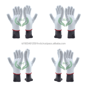 Gants de travail en coton tricoté avec bouts des doigts texturés antidérapants, gants de sécurité polyvalents, poignet tricoté, blanc - Product Image 6