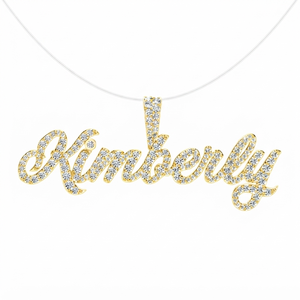 Collar con Placa de Nombre Personalizada en Plata 925 con Letras Cursivas y Diamantes Cultivados en Laboratorio, Colgante Personalizado Estilo Hip Hop, Regalo - Product Image 1