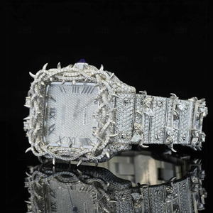 Reloj de Lujo Cuadrado de Acero Inoxidable al por Mayor con Movimiento ETA, Correa de 20mm, Esfera de Cristal, Puntero, Diamante Moissanita, Estilo Hip Hop Iced - Product Image 4