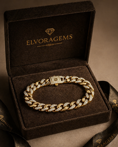 ELVORA <b>GEMS</b> Men's Natural 22K Gold Plated Fancy Dark Diamond <b>Bracelet</b> Brilliant Cut Hiphop Style Everyday Wear Model ELV061 - Product Image 6