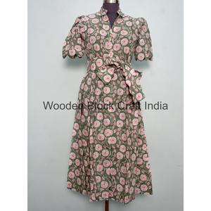 Vestido Midi Bohemio de Verano para Mujer, Vintage, 100% Algodón, Elegante, de Manga Corta, con Estampado Floral, Corte en A, Cintura Natural con Cinturón - Product Image 3