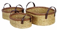 Panier/Plateau multifonction vintage en jacinthe d'eau tressé à la main, écologique et économique, avec poignée confortable pour chambre à coucher