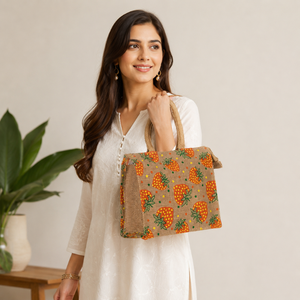Bolsa de Compras de Yute a la Moda |   Bolsa de Transporte Reutilizable Multiusos con Cierre de Cremallera y Asas Resistentes, Ecológica para Uso Diario - Product Image 2