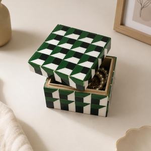 Luxury Handmade Geometric Resin Jewelry Storage <b>Box</b> Decorative <b>Trinket</b> Organizer Gift <b>Box</b> for Rings Earrings Necklaces Watches - Product Image 3