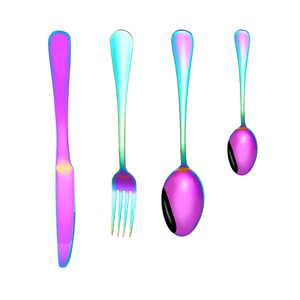 Modern Eco Friendly Durable Rainbow Flatware Set Stainless Steel <b>Knife</b> <b>Fork</b> Spoon Tableware Party Home Dining Rust Resistant - Product Image 2