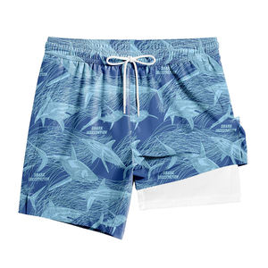 Shorts de bain en toile respirants et imperméables pour hommes, séchage rapide, taille élastique, logo personnalisé, imprimés, haute qualité, vente en gros - Product Image 5