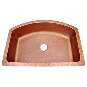 Évier de cuisine en cuivre martelé fait main en forme de D, à cuve unique, avec tablier frontal, style ferme, cuve profonde pour cuisine moderne - Product Image 3