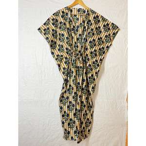 Vestido Kaftán de Algodón con Estampado Floral, Estilo Boho, Maxi Caftán Holgado para Playa, Ropa de Verano para Resort, Talla Grande - Product Image 1