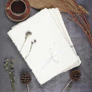 Papier Coton Blanc Naturel Fait Main ALBORZ A4, Bords Frangés, Sans Acide, Feuilles Archivistiques, Pour Aquarelle et Invitations, 200 GSM - Product Image 4