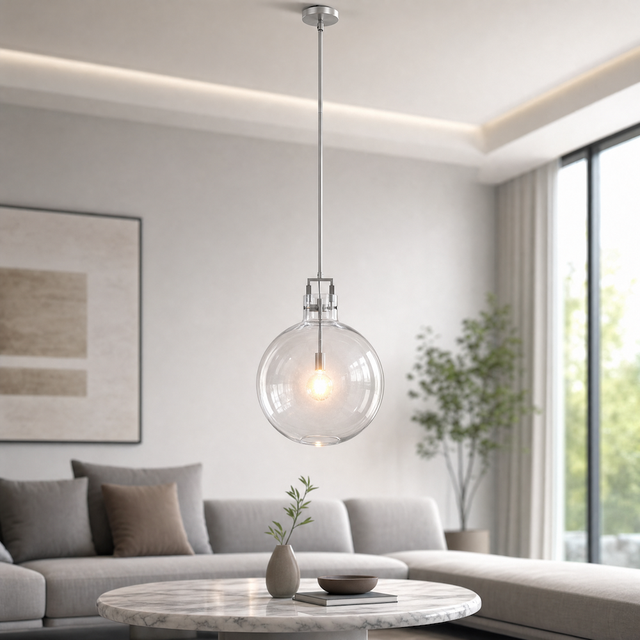 Modern Minimalist Brass Clear Glass Globe Pendant Light Single Head Hanging Lamp Energy Saving 2700K Soft Warm White 110-230V