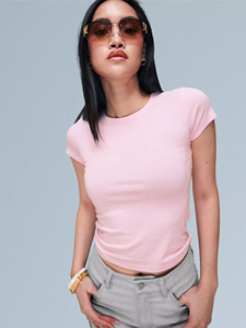 Women's Cap Sleeve Baby Tee 100% Cotton Premium Slim Fit Cropped T-<b>Shirt</b> Streetwear <b>Y2k</b> Fashion Top Custom Logo OEM Wholesale - Product Image 3
