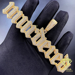 Collier Pendentif Initial K en Pierre Baguette de Luxe, Style Hip Hop, Bijoux Plaqué Argent - Product Image 5