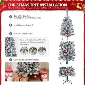 6 FT Snow-Flocked Hinged Christmas Tree Unlit Artificial Pine Tree with 320 Branches Pencil-Style Christmas Tree - Product Image 3