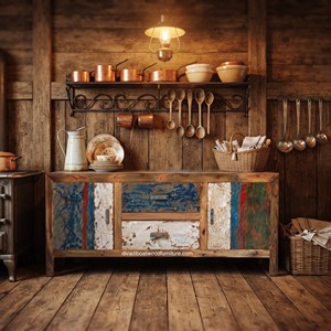 Wholesale Sustainable Reclaimed Boat <b>Wood</b> Cabinet 2 Drawers 2 <b>Doors</b> Antique Handmade Recycled Living Room Kitchen Sideboard - Product Image 5