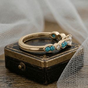 แหวนหินสลีปปิ้งบิวตี้ชุบทอง 18k PVD คุณภาพสูง ดีไซน์วินเทจ ประดับคริสตัล ทำจากสแตนเลส ไม่หมอง - Product Image 3
