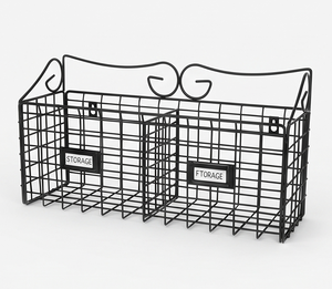 Cesta de Almacenamiento de Alambre Metálico Moderna para Montar en la Pared, Forma Rectangular, Organizador Multiusos, Elegante Adorno para el Hogar - Product Image 1