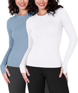 Camiseta de Compresión de Manga Larga para Mujer, de Alta Calidad, Verde, Spandex y Poliéster, Secado Rápido, Transpirable, para Entrenamiento, 220g, OEM - Product Image 1