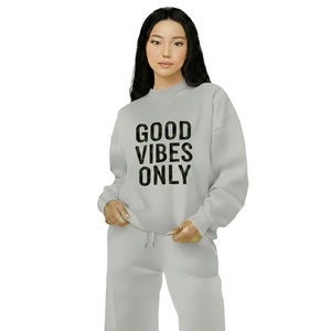 Sweat-shirt long à col montant pour femme, prêt pour l'hiver, en polaire douce, respirant, séchage rapide, haut basique tendance, service OEM - Product Image 1