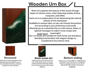 Handcrafted Resin & Walnut Wood Cremation Urn Artistic Wave Design for human medium size 9x5.5 urn <b>box</b> - Product Image 4