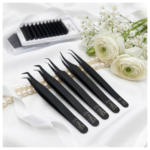 Pinzas de Extensión de Pestañas de Acero Inoxidable con Punta de Fibra de 45 y 90 Grados, Pinzas para Abanico de Volumen, Herramienta de Aislamiento de Pestañas - Product Image 6