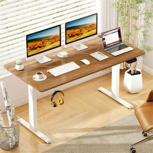 Scrivania Elettrica Regolabile in Altezza con Telaio Bianco in Noce, 55 Pollici, Doppio Motore, 3 Impostazioni di Memoria, Scrivania Sit-Stand per Casa e Ufficio - Product Image 2