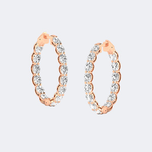 Boucles d'oreilles créoles éternelles serties de barres ovales 5.60CTW - Product Image 6
