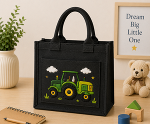 Embroidered Jute Tote <b>Bag</b> <b>Medium</b> <b>Size</b> Cartoon Design Hand Carry Daily Use - Product Image 1