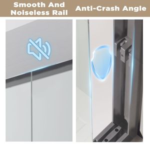 Porta Doccia Scorrevole Doppia in Vetro Temperato Antiesplosione 44x48x72 Pollici con Telaio in Alluminio e Acciaio Inossidabile da 1/4 di Pollice - Design Premium per - Product Image 6