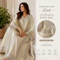 Salwar indien de luxe pour femme, en Georgette ivoire, longueur cheville, coupe classique, style pakistanais, avec broderie riche et perles, design ethnique