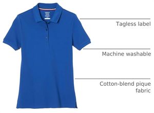 Polo à manches courtes pour femme, bleu uni, décontracté, tricoté, 100% polyester, coupe classique - Product Image 5